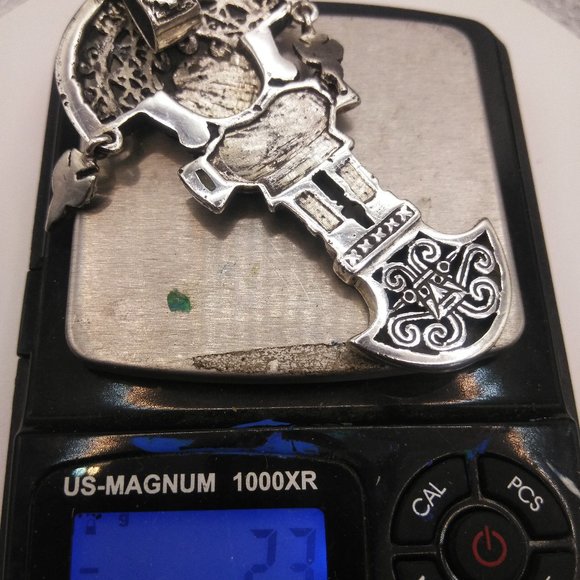 Peruvian necklace in 950 sterling silver with turquoise natural stone tumi desig - Picture 10 of 10